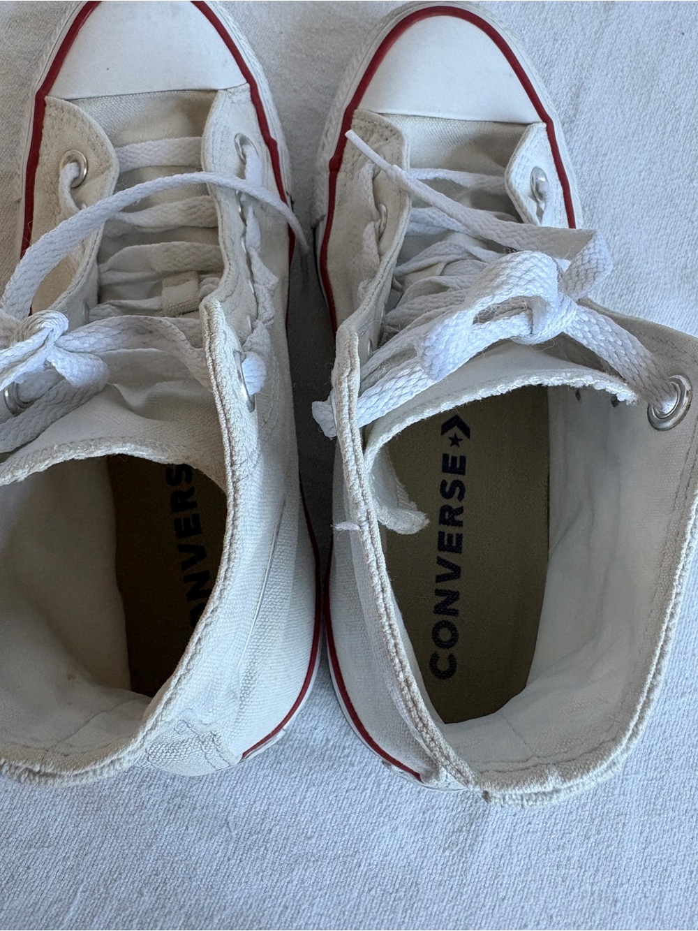 Converse chuck Taylor All Star White High-Top Sneakers with Red & Blue Stripe - Picture 10 of 15